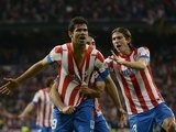 Diego Costa celebrates his goal in the Copa del Rey final against Real Madrid.
