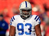 Indianapolis Colts' Dwight Freeney during a warm up before the game against Kansas City Chiefs on December 23, 2012