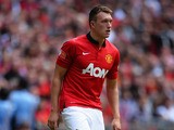 Phil Jones of Manchester United in action during the FA Community Shield match between Manchester United and Wigan Athletic at Wembley Stadium on August 11, 2013