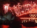 Fireworks on the Sydney Harbour Bridge for the end of the Olympics on October 1, 2000