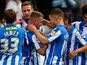 Hartlepool's Jonathan Franks is congratulated by team mates after scoring the opener against Accrington Stanley on September 14, 2013