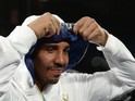 Andre Ward reacts as his unanimous decision defeat of Edwin Rodriguez is announced for the WBA super middleweight championsip at Citizens Business Bank Arena on November 16, 2013