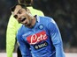 Napoli's forward Goran Pandev celebrates after scoring during the Italian Serie A football match SSC Napoli vs Udinese at San Paolo Stadium in Naples on December 7, 2013