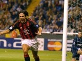 Filippo Inzaghi celebrates scoring for AC Milan against Deportivo on September 24, 2002.