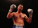 Enzo Maccarinelli celebrates triumph over opponent Carl Wild after their Light-Heavyweight bout at Wembley Arena on April 20, 2013