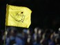 A detailed shot of the pin flag on the 18th green during the second round of the 2013 Masters at the Augusta National Golf Club on April 12, 2013