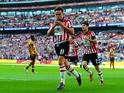 Sheffield United's Jose Baxter celebrates after scoring the opening goal against Hull during their FA Cup semi final match on April 13, 2014