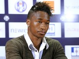 Portuguese's forward Yannick Djalo, who joined Toulouse football club from Benfica Lisbon on a season-long loan attends a press conference, at the Stadium Municipal in Toulouse, southwestern France, on September 1, 2012