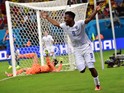 England's forward Daniel Sturridge celebrates after scoring a goal during a Group D football match between England and Italy at the Amazonia Arena in Manaus during the 2014 FIFA World Cup on June 14, 2014