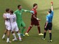 Portugal defender Pepe is sent off during their World Cup Group G match against Germany in Salvador on June 16, 2014