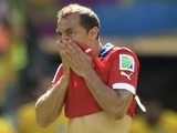 Chile's midfielder Marcelo Diaz reacts after Brazil scored a goal during the Round of 16 football match on June 28, 2014