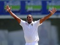South Africa cricketer Vernon Philander appeals during the third day of the opening Test match between Sri Lanka and South Africa at the Galle International Cricket Stadium in Galle on July 18, 2014