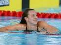Wales's Jazz Carlin moments after setting a new Games record in the 800m freestyle on July 27, 2014
