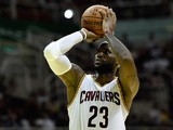 LeBron James #23 of the Cleveland Cavaliers shoots the ball against the Miami Heat at Arena HSBC on October 11, 2014 in Rio de Janeiro, Brazil