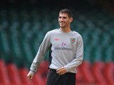 Ched Evans smiles during the Wales training session ahead of their UEFA EURO 2012 qualifier against England on March 25, 2011