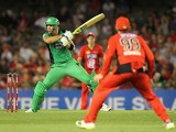 Kevin Pietersen of the Stars plays a shot during the Big Bash League match between the Melbourne Renegades and the Melbourne Stars at Etihad Stadium on January 3, 2015