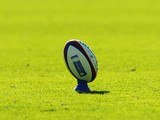  General view of a rugby ball on a tee during the Zurich Premiership match between Leeds Tykes and Bath on September 14, 2003