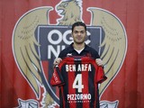 Nice's new midfielder Hatem Ben Arfa poses with his new jersey during his official presentation, on January 5, 2015