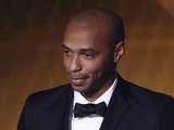 French former star player Thierry Henry hold the name of Real Madrid and Portugal forward Cristiano Ronaldo who won the 2014 FIFA Ballon d'Or award on January 12, 2015