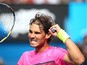Rafael Nadal of Spain celebrates winning his fourth round match against Kevin Anderson of South Africa during day seven of the 2015 Australian Open at Melbourne Park on January 25, 2015 