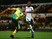 Carlton Morris of Norwich City battles with Christian Maghoma of Spurs during the Barclays U21 Premier League match between Norwich City U21 and Tottenham Hotspur U21 at Carrow Road on October 14, 2014
