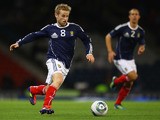 Barry Bannan of Scotland in action during the UEFA EURO 2012 Group I qualifying match between Scotland and Lithuania at Hampden Park on September 6, 2011