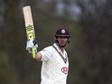 Kevin Pietersen of Surrey celebrates his 150 during day one of the friendly match between Oxford MCCU and Surrey at The Parks, on April 12, 2015
