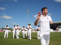 James Anderson of England with figures of 6 for 42 acknowledges the crowds applause during day two of the 3rd Test match between West Indies and England at Kensington Oval on May 2, 2015