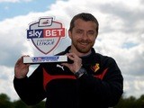 Watford boss Slavisa Jokanovic with his Manager of the Month for April on April 30, 2015