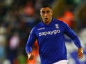 Birmingham City's Lee Novak looks startled during the League Cup second-round match against Sunderland on August 27, 2014
