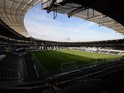 A general view of the KC Stadium is taken ahead of the English Premier League football match between Hull City and Chelsea in Kingston upon Hull, north east England on March 22, 2015