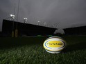 A general view of a match ball ahead of Aviva Premiership match between London Welsh and Leicester Tigers at Kassam Stadium on November 23, 2014