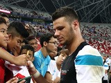 Daniel Bachmann of Stoke City signs autographs for fans during a Stoke City open training session ahead of the match between Stoke City and Everton during the 2015 Barclays Asia Trophy Tournament at the Sports Hub National Stadium on July 14, 2015