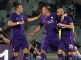 Federico Bernardeschi with his teammates of ACF Fiorentina celebrates after scoring the opening goal during the preseason friendly match between ACF Fiorentina and FC Barcelona at Artemio Franchi on August 2, 2015