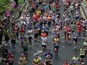 Runners make their way through Canary Wharf during the Virgin Money London Marathon on April 26, 2015