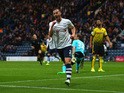 Marnick Vermijl of Preston North End celebrates scoring the opening goal during the Capital One Cup second round match between Preston North End and Watford at Deepdale on August 25, 2015