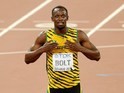 'Big' Usain Bolt celebrates on his knees after winning gold in the men's 200m at the World Championships on August 27, 2015