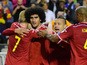 Belgium's Marouane Fellaini celebrates after scoring during the Euro 2016 qualifying match between Belgium and Bosnia and Herzegovina at the King Baudouin Stadium in Brussels, on September 3, 2015