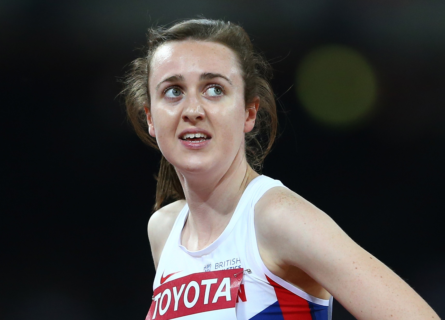Laura Muir of Great Britain looks on after competing in the Women's 1500 metres semi-final the during day two of the 15th IAAF World Athletics Championships Beijing 2015 at Beijing National Stadium on August 23, 2015