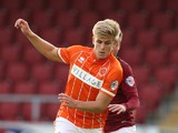 Brad Potts of Blackpool attempts to control the ball during the Capital One Cup First Round match between Northampton Town and Blackpool at Sixfields Stadium on August 11, 2015