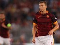 Edin Dzeko of AS Roma in action during the UEFA Champions League Group E match between AS Roma and FC Barcelona at Stadio Olimpico on September 16, 2015