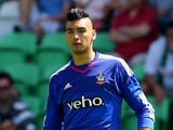 Paulo Gazzaniga of FC Southampton runs with the ball during the friendly match between FC Groningen and FC Southampton at Euroborg Arena on July 18, 2015 in Groningen, Netherlands.