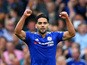Radamel Falcao of Chelsea celebrates scoring his team's first goal during the Barclays Premier League match between Chelsea and Crystal Palace at Stamford Bridge on August 29, 2015