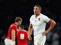 Sam Burgess in action for England during the Rugby World Cup game with Wales on September 26, 2015