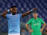 Eddy Onazi of SS Lazio celebrates after scoring the team's first goal during the UEFA Europa League group G match between SS Lazio and AS Saint-Etienne at Olimpico Stadium on October 1, 2015