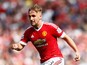 Luke Shaw of Manchester United in action during the Barclays Premier League match between Manchester United and Newcastle United at Old Trafford on August 22, 2015 in Manchester, United Kingdom.