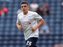 Jordan Hugill of Preston North End in action during the pre season friendly match between Preston North End and Hearts at Deepdale on July 18, 2015 in Preston, England.
