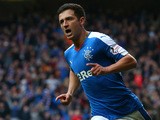 Jason Holt of Rangers celebrates scoring a goal during the second half of the Scottish Championship match between Glasgow Rangers FC and Queen of the South FC at Ibrox Stadium on October 17, 2015