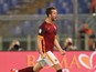 Miralem Pjanic of AS Roma celebrates after scoring the opening goal during the Serie A match between AS Roma and Empoli FC at Stadio Olimpico on October 17, 2015 in Rome, Italy. 