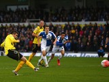 Dave Pearce of Chesham United misses from the penalty spot as goalkeeper Lee Nicholls of Bristol Rovers saves during the Emirates FA Cup first round match between Bristol Rovers and Chesham United at the Memorial Stadium on November 8, 2015 in Bristol, En